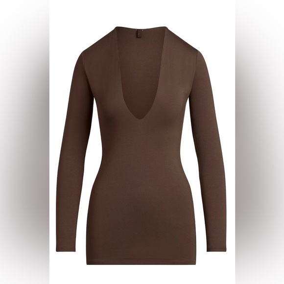 SKIMS NWT Smooth Layers Plunge Mini Dress - Picture 4 of 7